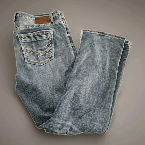 Buckle Other - Buckle BKE Jeans Mens 36R Derek Boot Leg Blue Distressed Denim